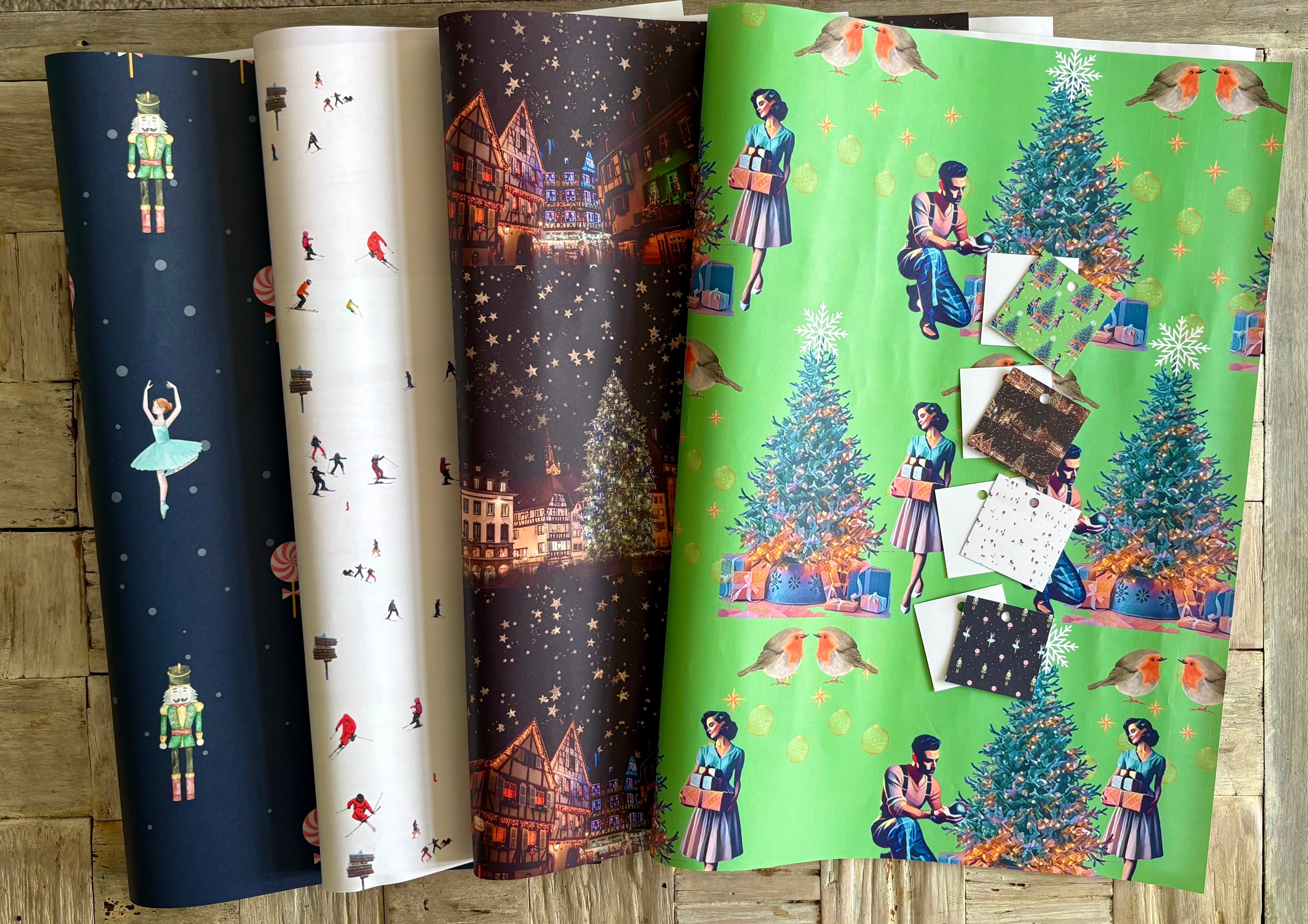 Festive wrapping paper & gift tag set