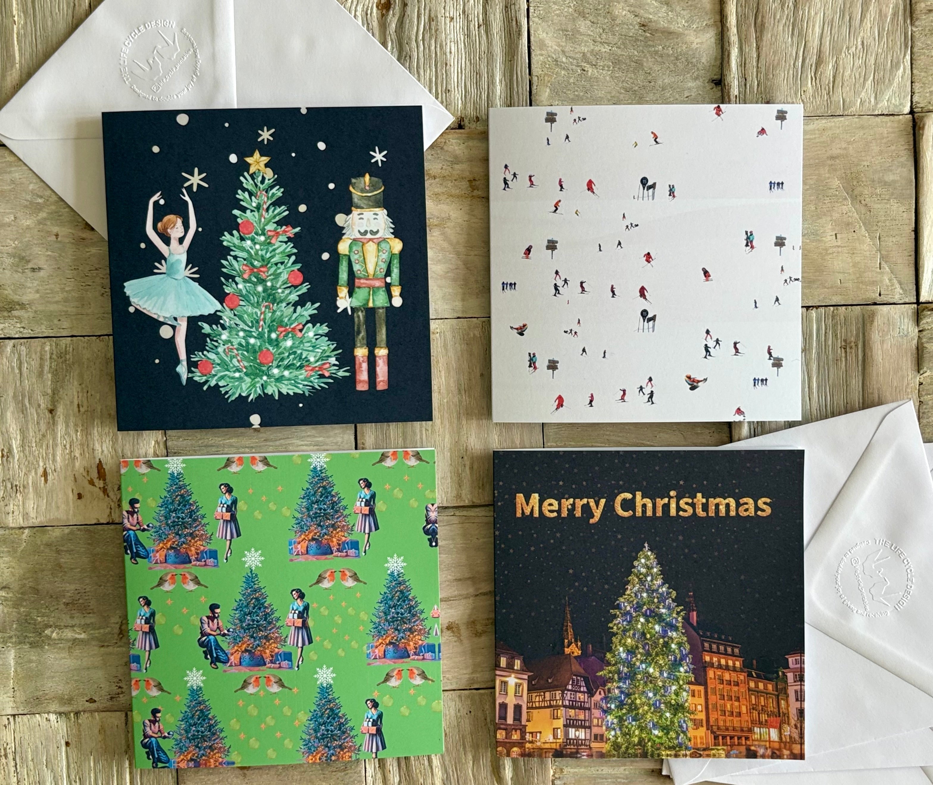 Contemporary & eco friendly Christmas cards. FSC certified & recyclable- by The Life Cycle Design
