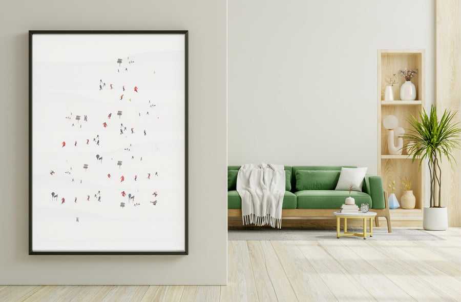 Alpine ski slopes giclée print on 310gsm Hahnemühle German Etching paper