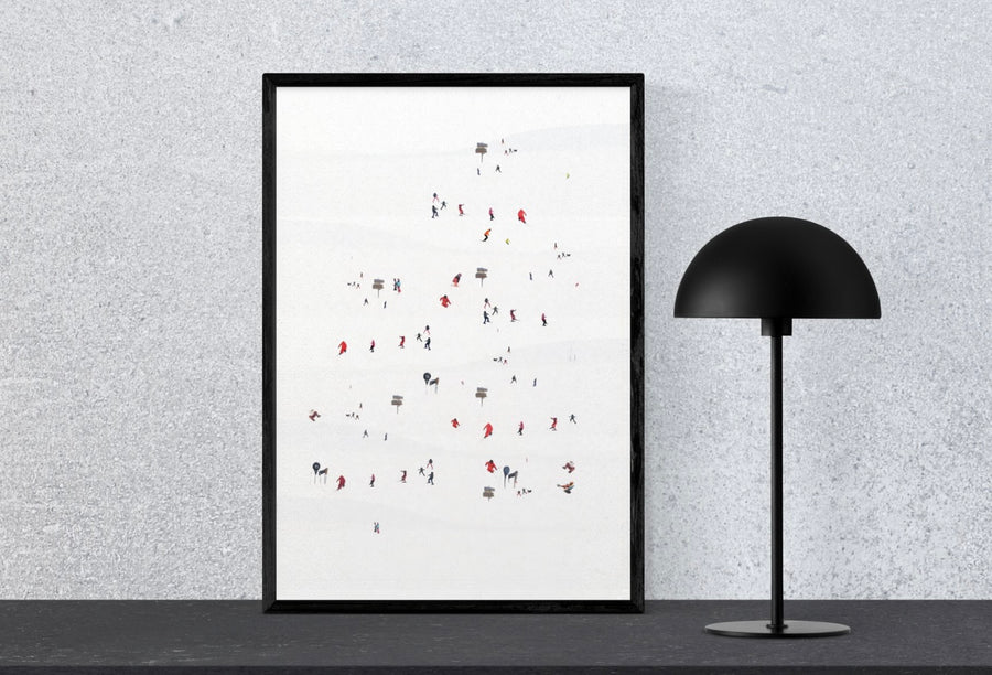 Alpine ski slopes giclée print on 310gsm Hahnemühle German Etching paper