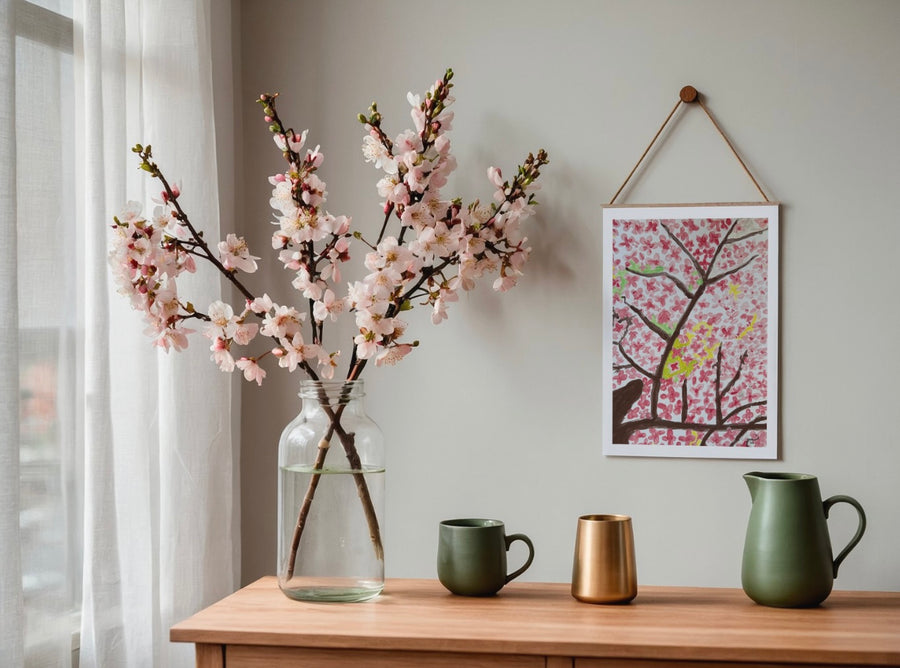Spring blossom flowers giclée print wall art on 310gsm Hahnemühle German etching paper