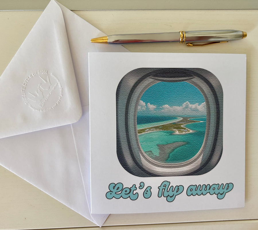 Lets fly away greeting card. One card, blank inside