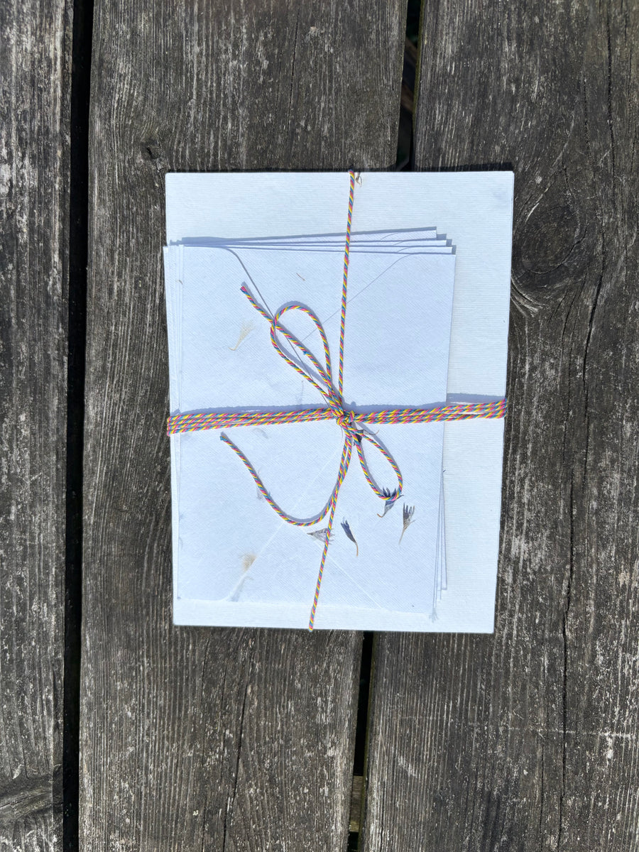 Cornflower cotton rag A5 paper & envelopes – luxury handmade floral stationery set