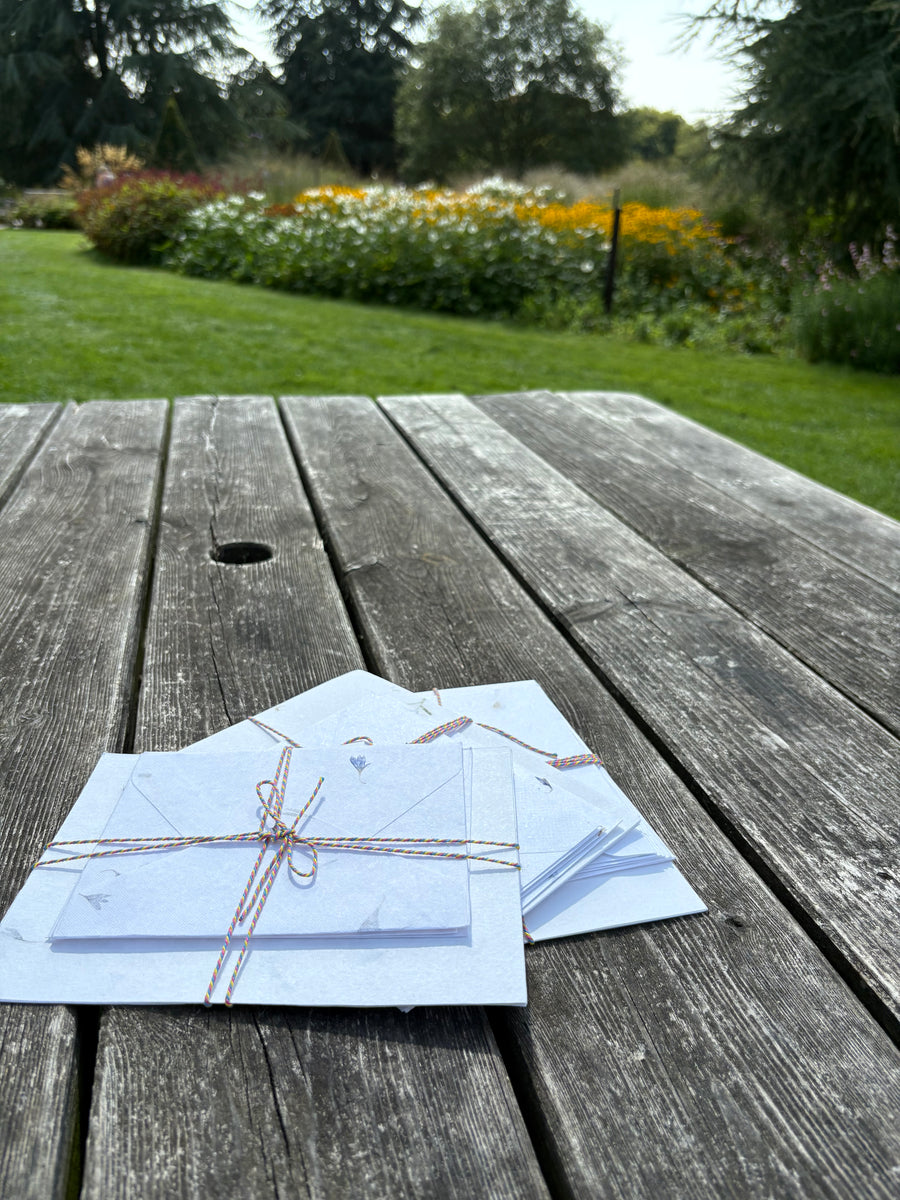 Cornflower cotton rag A5 paper & envelopes – luxury handmade floral stationery set
