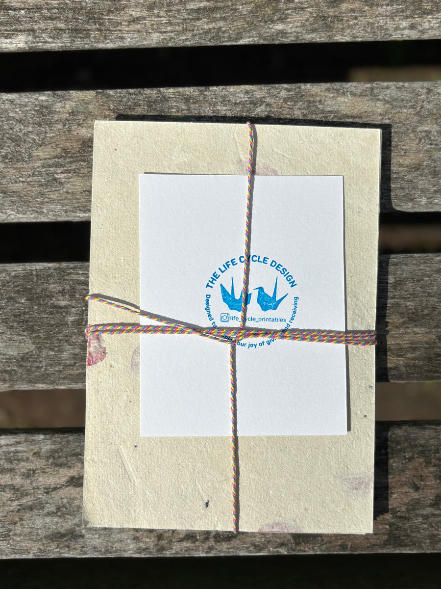 Handmade bougainvillea Lokta A5 paper and envelopes – luxuriously sustainable writing set