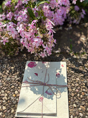 Handmade bougainvillea Lokta A5 paper and envelopes – luxuriously sustainable writing set