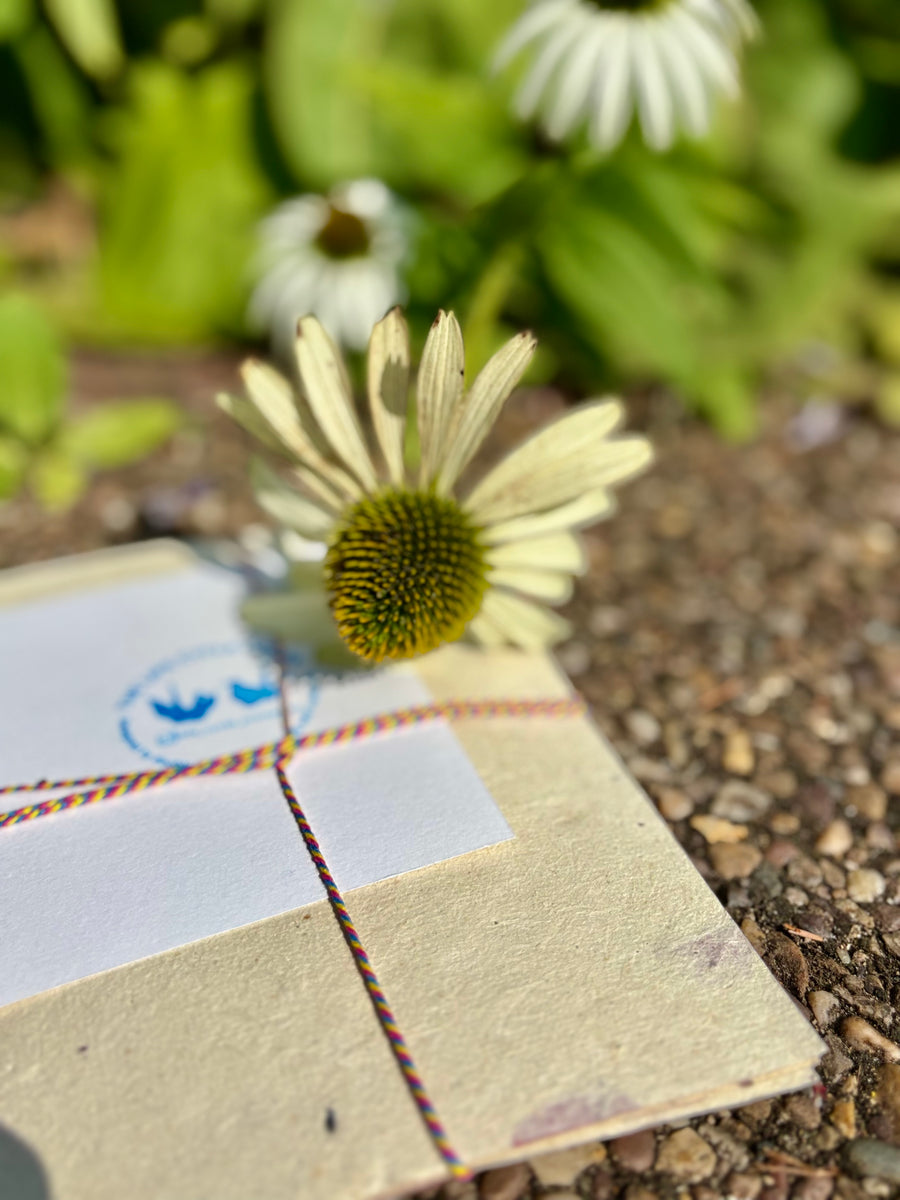Handmade bougainvillea Lokta A5 paper and envelopes – luxuriously sustainable writing set