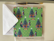 Retro Christmas card with robins. Eco-friendly with hand embossed envelope