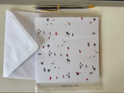 Alpine ski scene. Luxe, eco-friendly card with hand embossed envelope. Blank inside