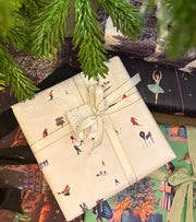 Alpine ski scene luxe wrapping paper & gift tag set