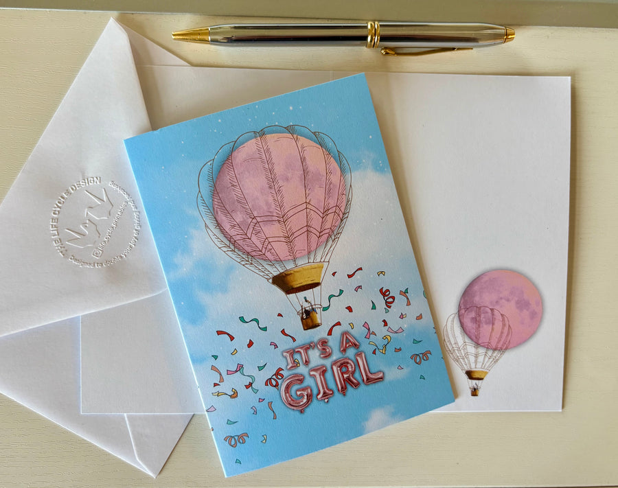 It's a girl greeting card with hand embossed envelope